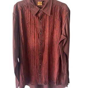 Rock a billy western Karma Circle USA Mens Long Sleeved Button Up Shirt Sz XL Bu